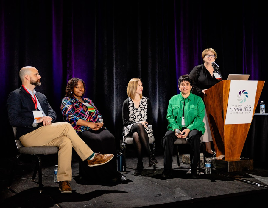 International Ombuds Association Event image for homepage Speaker panel at conference event by SBI Association event management team